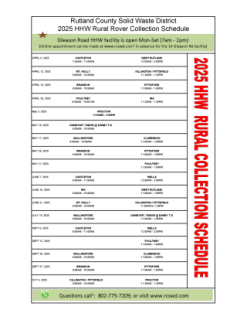 2025 HHW Rover Collection Schedule
